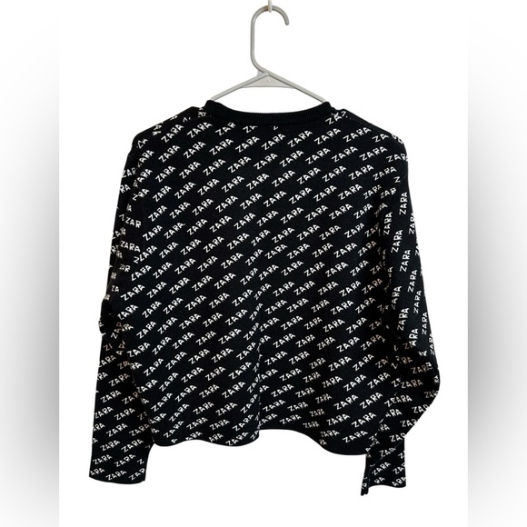Zara Knit Logo All Over Monogram Print Black White Size Small - Picture 3 of 6